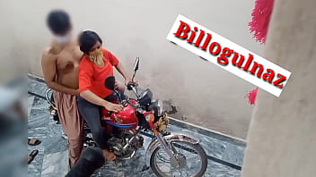 Desi stunner gets rear end fashion on a bike by her buddy